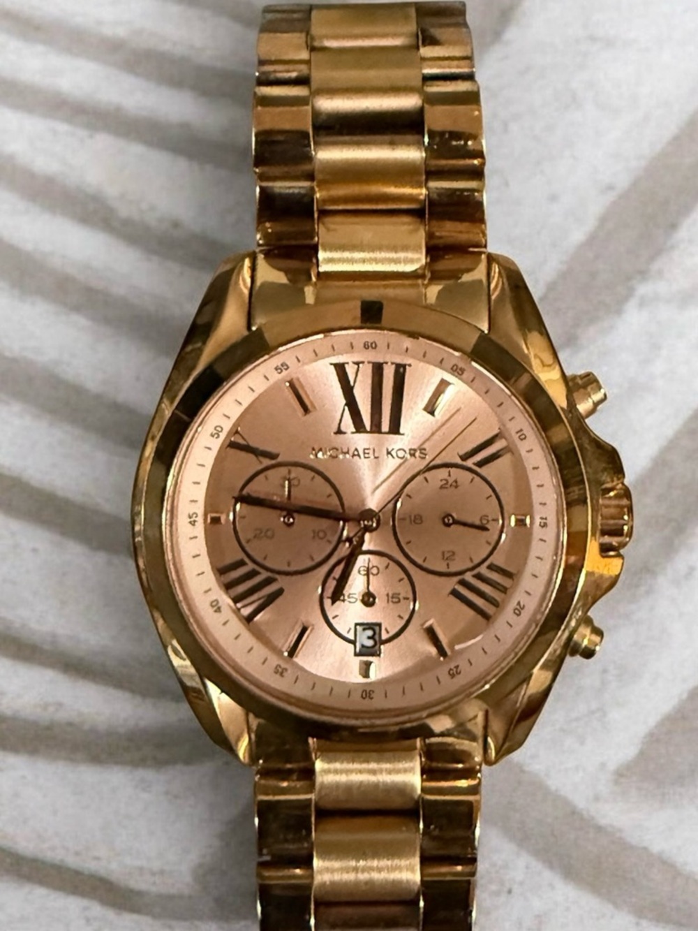 Michael Kors Gold-Tone Bracelet Watch with Rose Dial